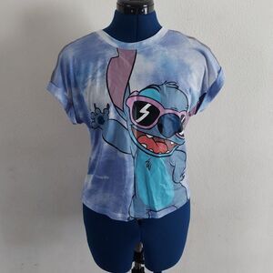 Disney Lilo and Stitch T Shirt Blue Tie Dye Small